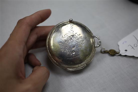 A Victorian silver triple cased keywind verge pocket watch made for the Turkish market, by Edward Prior, London,